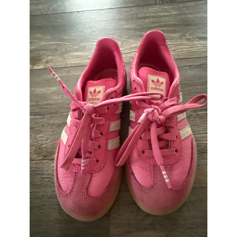 Adidas Samba OG Pink White Gum Sole Kids Sneakers 12K Leather Suede Low Top
